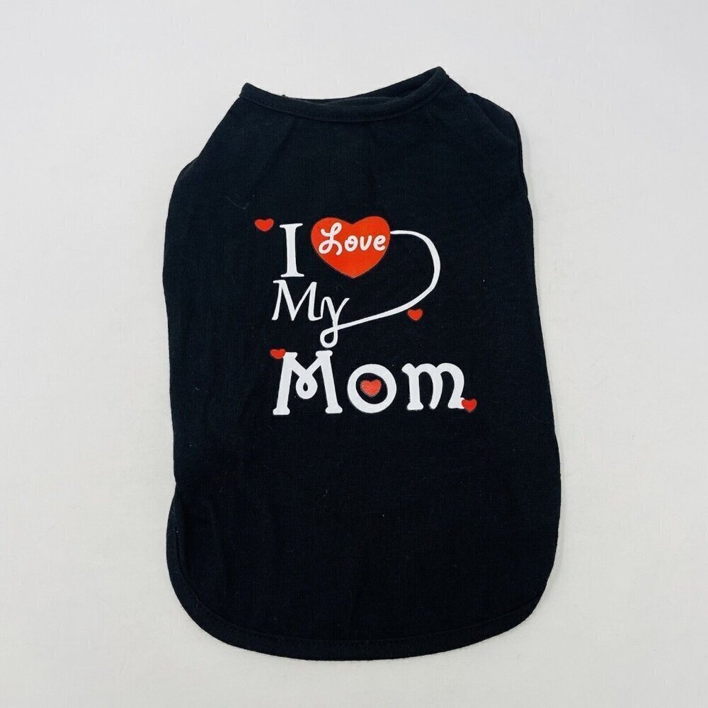Elfetuc I Love My Mom Pullover Dog Shirt in Black Size Medium Pet‎ Apparel 2557